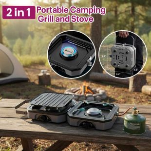 2 in 1 Portable Camping Grill and Stove