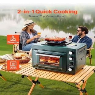 2-in-1 Camping Butane Gas Oven & Stove 25L