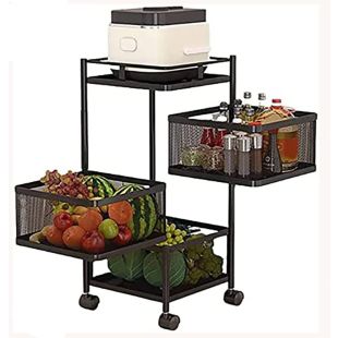 رف تخزين معدني مربع أو دائري متعدد المستويات مع عجلات