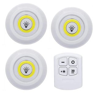 مجموعة من 3 مصابيح LED مع جهاز تحكم عن بعد