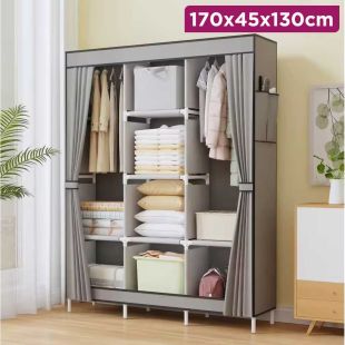 3 Section Fabric Wardrobe 170 x 45 x 130 cm