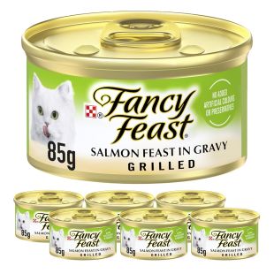 Purina Fancy Feast Grilled Salmon Feast in Gravy  Gourmet Cat Food 85 g x 6
