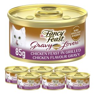 Purina Fancy Feast Gravy Lovers Chicken Feast in Grilled Chicken Flavour in Gravy Gourmet Cat Food 85 g x 6