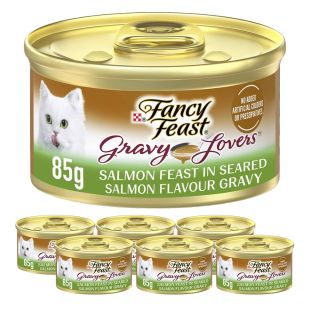 Purina Fancy Feast Gravy Lovers Salmon Feast in Seared Salmon Flavour Gravy Gourmet Cat Food 6 x 85 g