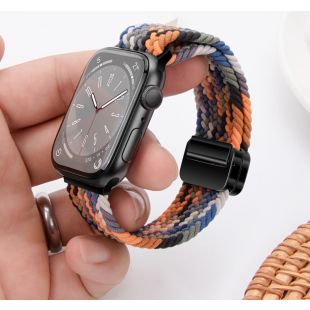 سوار مضفر لساعة Apple من النايلون بإبزيم مغناطيسي مقاس 38-40-41-42 مم