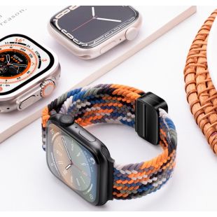 سوار مضفر لساعة Apple من النايلون بإبزيم مغناطيسي مقاس 38-40-41-42 مم