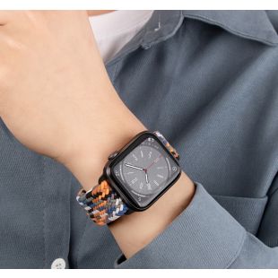 سوار مضفر لساعة Apple من النايلون بإبزيم مغناطيسي مقاس 42-44-45-46-49 مم