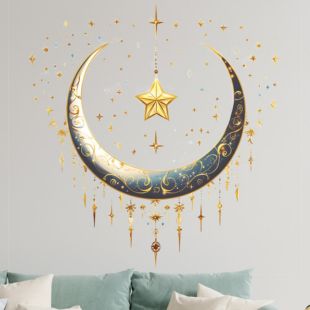 Hanging Crescent and Star Wall Sticker – 3 Pieces