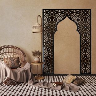 Acrylic Wall Mirror Sticker with Decorative Arch Design