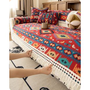 Chenille Sofa Throw with Decorative Style