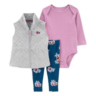 3-Piece Floral Design Set for Girls