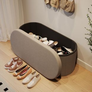 Foldable Storage Bench Linen Fabric and MDF Frame 71×38×40 cm