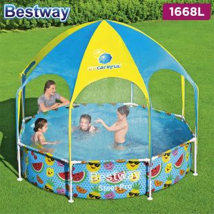 Above Ground Pool with Steel Frame UV Sun Protection Roof 1668L by Bestway