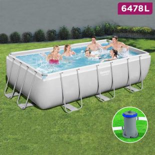 Rectangular Above Ground Pool with Steel Frame Filter Pump and Ladder 6478 L