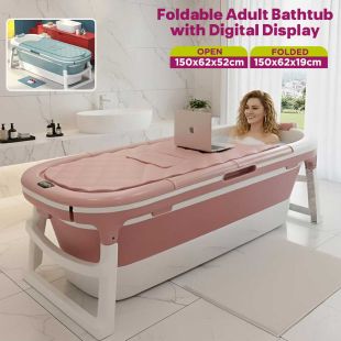 Foldable Adult Bathtub with Digital Temperature Display 150 x 62 x 52 cm