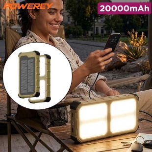 Powerology Solara 20000mAh Solar Power Bank with LED Light