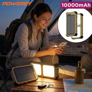 Powerology Solara 10000mAh Solar Power Bank with LED Light