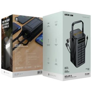 60000mAh Solar Power Bank with 3 USB-C and 4 USB-A Ports 22.5W by Green Lion