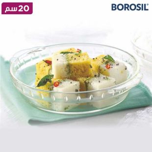 طبق زجاجي Eat-Off-Me قابل للاستخدام في الميكروويف مقاس 20 سم من Borosil