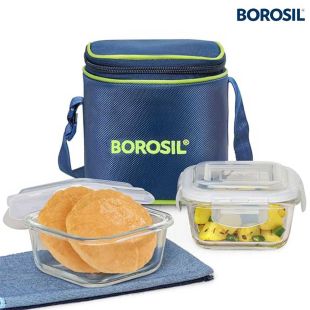 طقم علب طعام Klip N Store مع حقيبة قابلة للغسل من Borosil