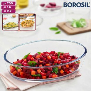 طبق خبز وتقديم زجاج بوروسيليكات بيضاوي من Borosil
