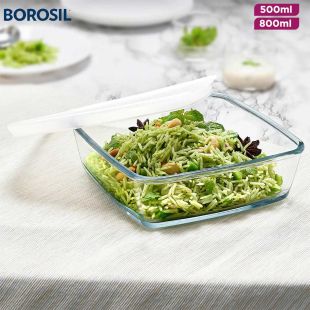Borosil Square Borosilicate Glass Baking Dish with Lid