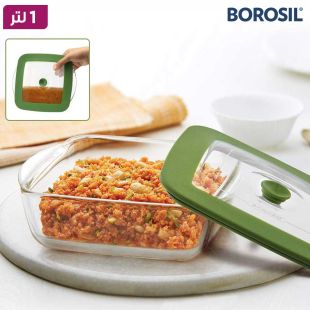 طبق خبز زجاجي مربع مع غطاء محكم 1 لتر من Borosil