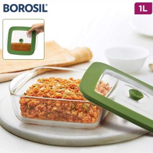 Borosil Square Glass Baking Dish with Lid 1L