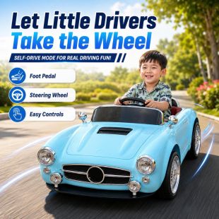 Classic 12V Kids Electric Ride-On Car with Remote Control and LED Lights