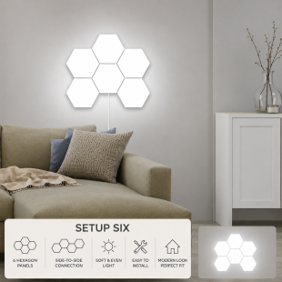 طقم إضاءة حائط LED سداسي باللمس 6 قطع