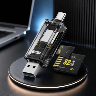 قارئ بطاقات 4 في 1 مع USB-A وUSB Type-C من Go-Des