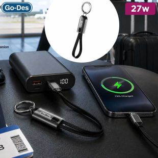 Go-Des USB-C to Lightning 27W Keychain Charging Cable