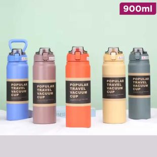 900ml Insulated Stainless Steel Vacuum Travel Cup with Straw