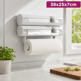 3-in-1 Wall-Mounted Kitchen Roll Holder with Built-In Cutters