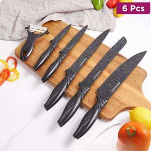 6-Piece Stainless Steel Kitchen Knife Set with Non-Stick Blades by Swiss Gold