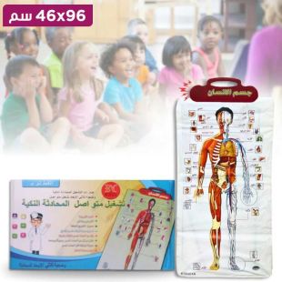 لوحة تعليمية تفاعلية لجسم الإنسان مع 32 جزء وشرح صوتي 96×46 سم