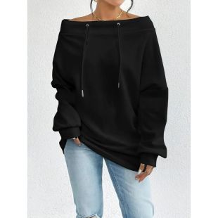 هودي فضفاض بتصميم Off-Shoulder للسيدات