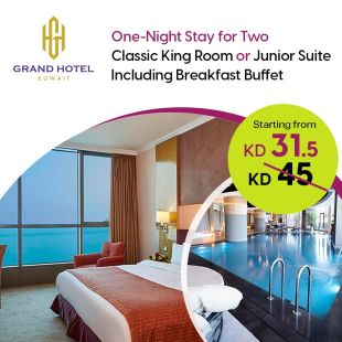 One Night Stay in a Classic King Room or Junior Suite + Breakfast Buffet at Grand Hotel
