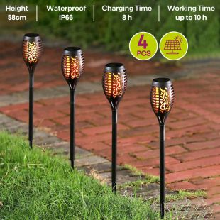 Set of 4 Outdoor Garden Solar Flame Light