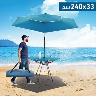 مظلة شمسية للإستخدام الخارجي مع طاولة قابلة للطي و 4 قواعد أكواب