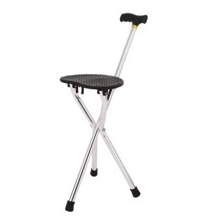 Folding Walking Stick with Integrated Oval Seat