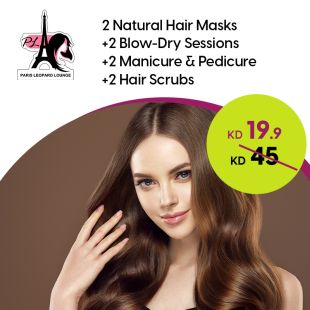 2 Natural Mixtures + 2 Blow-dryers + 2 Manicures and Pedicures + 2 Hair Scrubs at Paris Leopard Lounge Salon