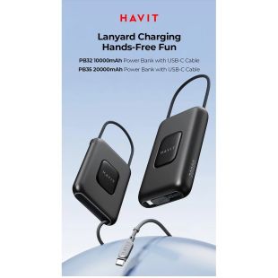 بطارية احتياطية 10000 أو 20000 مل أمبير 22.5 واط مع كيبل Type-c من Havit