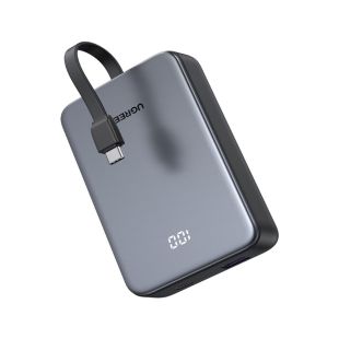 بطارية احتياطية سعة 10000 مللي أمبير وشحن سريع 20 واط مع كيبل شحن مدمج USB-C من UGREEN
