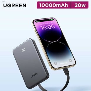 UGREEN 10000mAh 20W Power Bank with Built-in USB-C Cable
