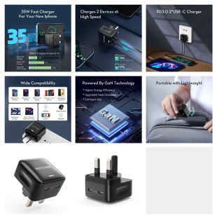 Wall Charger PD Pioneer 35W Dual USB-C by RavPower