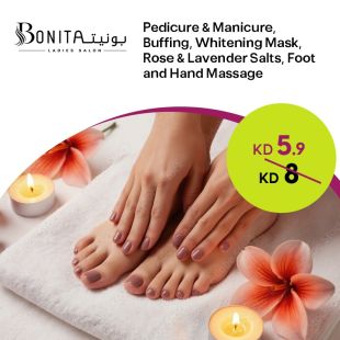 Manicure & Pedicure with Scrub, Whitening Mask, Rose & Lavender Salts at Bonita Salon