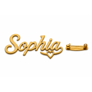 Personalised Name Brooch - Custom Gold Plated Pin - English or Arabic Designs B03