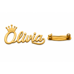 Personalised Name Brooch - Custom Gold Plated Pin - English or Arabic Designs B04
