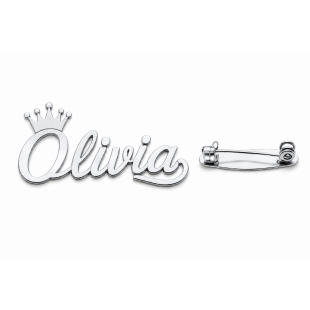 Personalised Name Brooch - Custom Silver Plated Pin - English or Arabic Designs B04